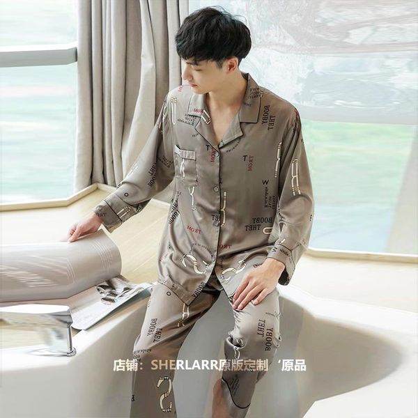 men's sleepwear summer long sleeve pajama set ice silk letter satin couples matching pajamas plus size pijama hombre household clothes, Black;brown
men's sleepwear summer long sleeve pajama set ice silk letter satin couples matching pajamas plus size pijama hombre household clothes, Black;brown