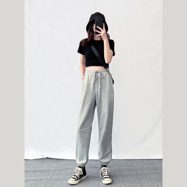 new grey female sports released spring fall ankle jogger pants fashionably high waist tight casual sweatpant temper uhe5, Black;white
new grey female sports released spring fall ankle jogger pants fashionably high waist tight casual sweatpant temper uhe5, Black;white