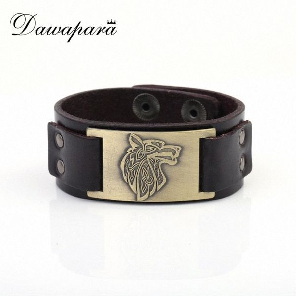dawapara viking wolf head antique bronze charm men's genuine leather bracelet av5p#, White
dawapara viking wolf head antique bronze charm men's genuine leather bracelet av5p#, White