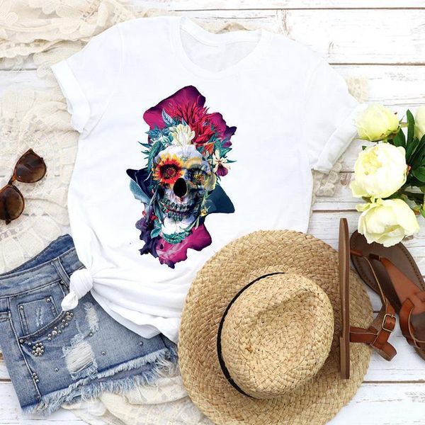 women graphic lady fashion horror floral flower skull short sleeve tees print t shirt clothing female shirt womens t-shirt, White
women graphic lady fashion horror floral flower skull short sleeve tees print t shirt clothing female shirt womens t-shirt, White
