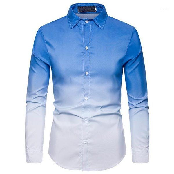 2020 men's new shirt stage social casual gradient color design men's lapel long sleeve shirt european size / s191, White;black
2020 men's new shirt stage social casual gradient color design men's lapel long sleeve shirt european size / s191, White;black