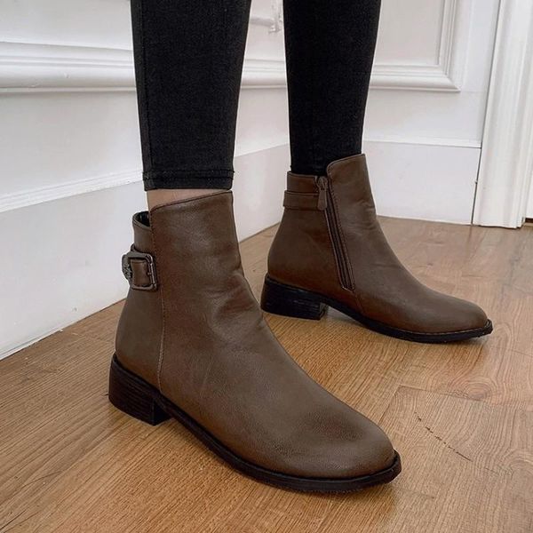 boots zipper square med heel vintage winter shoes for women ankle buckle strap round toe casual black short
boots zipper square med heel vintage winter shoes for women ankle buckle strap round toe casual black short