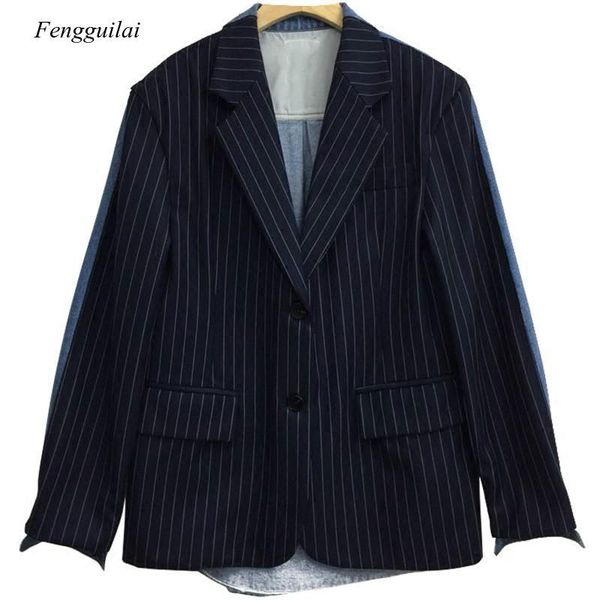 dark blue long-sleeved denim stitching color single-breasted blazer femme jacket fashion 2021 coat new, White;black
dark blue long-sleeved denim stitching color single-breasted blazer femme jacket fashion 2021 coat new, White;black