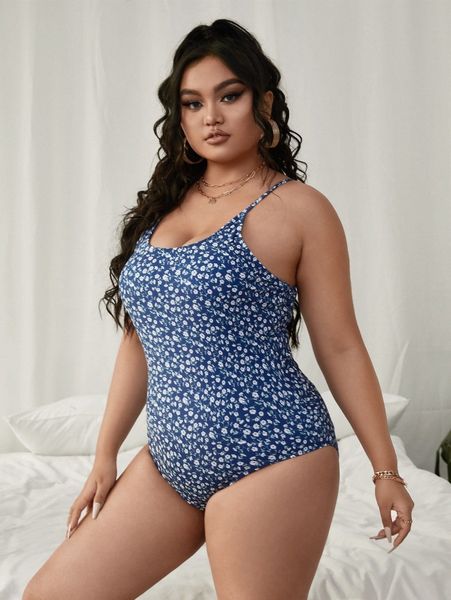 plus ditsy floral print one piece swimsuit 94i8#, Black
plus ditsy floral print one piece swimsuit 94i8#, Black