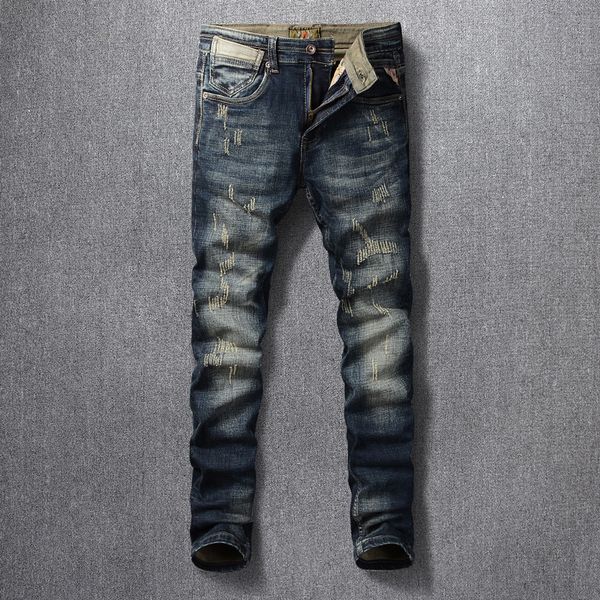 2021 new italian vintage fashion men jeans retro black blue ripped denim trousers designer distressed slim fit cotton pants h8l
2021 new italian vintage fashion men jeans retro black blue ripped denim trousers designer distressed slim fit cotton pants h8l
