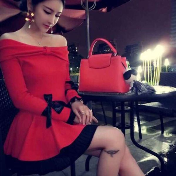 and autumn new temperament celebrity spring small fragrance bow off shoulder waist lace dress 1224, Black;gray
and autumn new temperament celebrity spring small fragrance bow off shoulder waist lace dress 1224, Black;gray