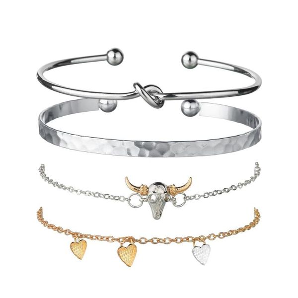 charm bracelets hello miss fashion retro personality knotted bracelet love cow head four-piece jewelry women's gift, Golden;silver
charm bracelets hello miss fashion retro personality knotted bracelet love cow head four-piece jewelry women's gift, Golden;silver