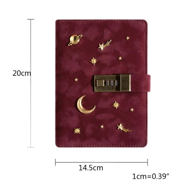 notepads b6 suede travel notebook with combination lock password moon star agenda journal m17f, Purple;pink
notepads b6 suede travel notebook with combination lock password moon star agenda journal m17f, Purple;pink