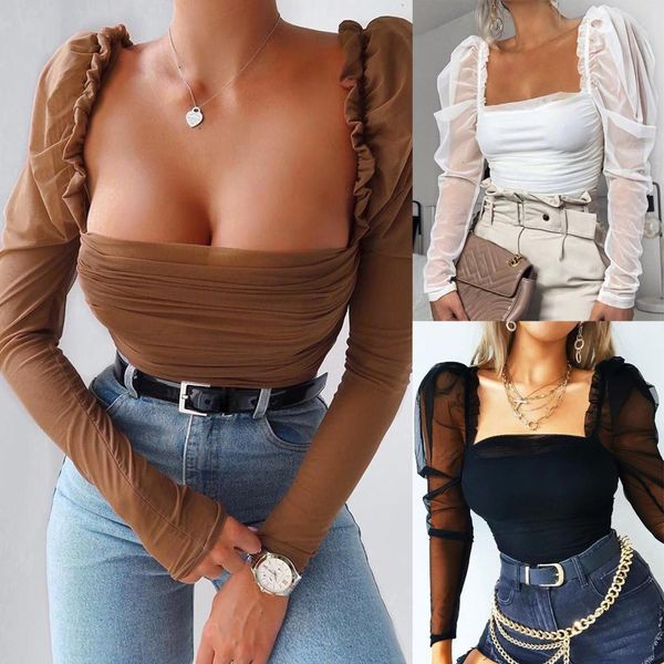 40#retro temperament ruffled tight-fitting long-sleeved mesh autumn daily shirts solid elegant pullover blouse, White
40#retro temperament ruffled tight-fitting long-sleeved mesh autumn daily shirts solid elegant pullover blouse, White