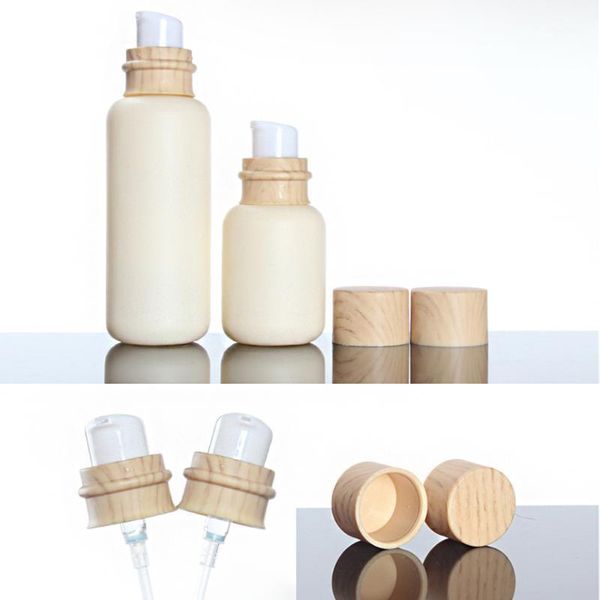 lotion pump container with wooden cap,50ml oval cream glass bottle1