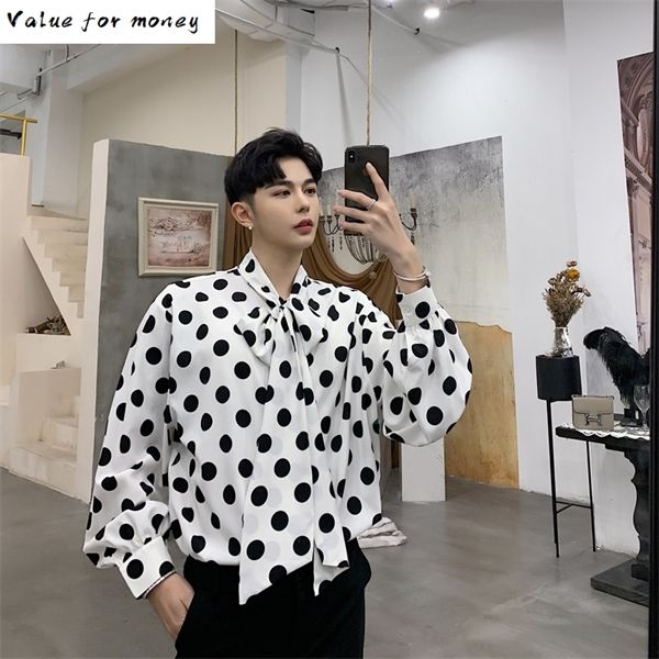 new dot vintage print men causal loose long sleeve camisa masculina fashion streetwear shirt male tie bow collar shirts c1210, White;black
new dot vintage print men causal loose long sleeve camisa masculina fashion streetwear shirt male tie bow collar shirts c1210, White;black