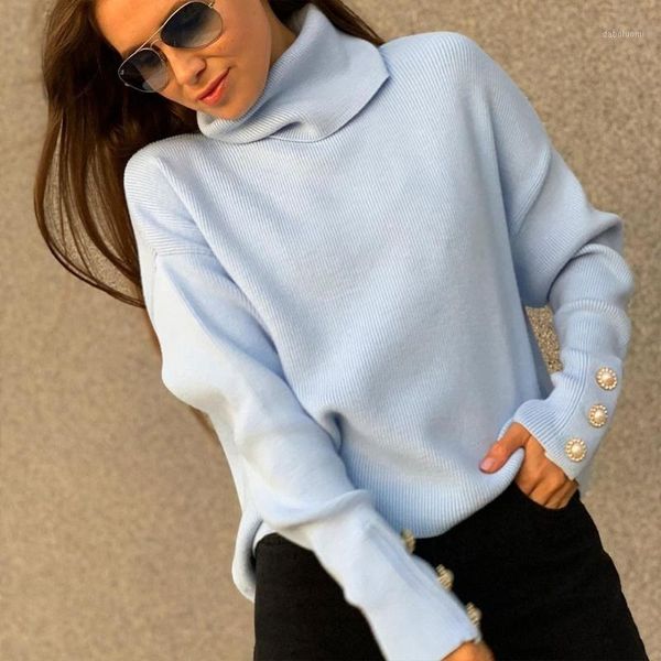 blue warm knitted women's turtleneck casual loose button jumper winter pullover high street style oversized sweater 2020 new1, White;black
blue warm knitted women's turtleneck casual loose button jumper winter pullover high street style oversized sweater 2020 new1, White;black