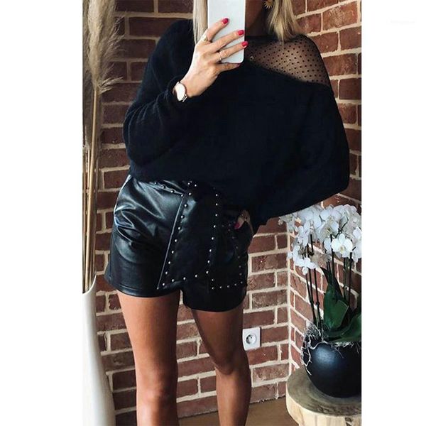 woman sweater pullovers long sleeve ruffles spliced mesh sweater high neck elastic sweaters winter fall ladies fashion knitwear1, White;black
woman sweater pullovers long sleeve ruffles spliced mesh sweater high neck elastic sweaters winter fall ladies fashion knitwear1, White;black