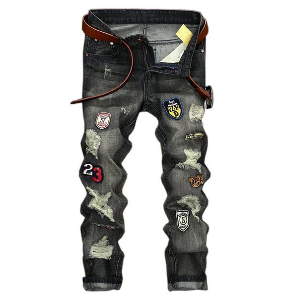 retro nostalgic embroidery patchwork denim men high-quality jeans straight plus size jeans men slim hole, Blue
retro nostalgic embroidery patchwork denim men high-quality jeans straight plus size jeans men slim hole, Blue