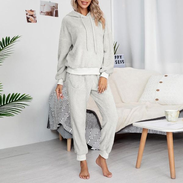 winter women loose hoodie pants set plush pajamas warm fleece lounging 2 pieces sweatshirt sweatpants casual sleepwear, Gray
winter women loose hoodie pants set plush pajamas warm fleece lounging 2 pieces sweatshirt sweatpants casual sleepwear, Gray