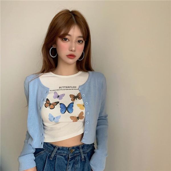 2020 spring summer korean style butterfly print short sleeve short design t-shirts womens tee shirt femme women (r98058, White
2020 spring summer korean style butterfly print short sleeve short design t-shirts womens tee shirt femme women (r98058, White