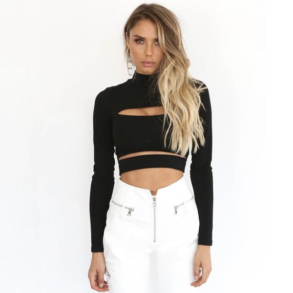 womens hollow long sleeve high collar ladies 2uwfi4kedd, White 
womens hollow long sleeve high collar ladies 2uwfi4kedd, White