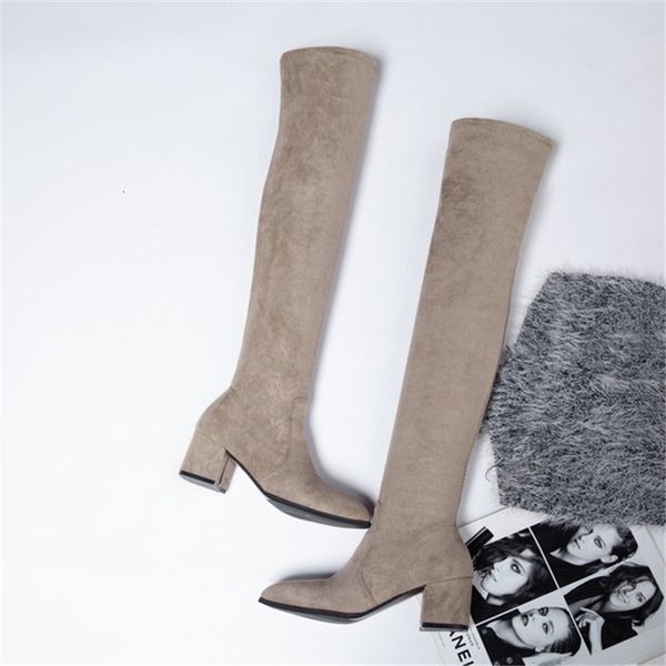 autumn 2021 new fashionable thigh high women's pointed at the knee tall woman thin with thick heel elastic black grey boots vjc4
autumn 2021 new fashionable thigh high women's pointed at the knee tall woman thin with thick heel elastic black grey boots vjc4