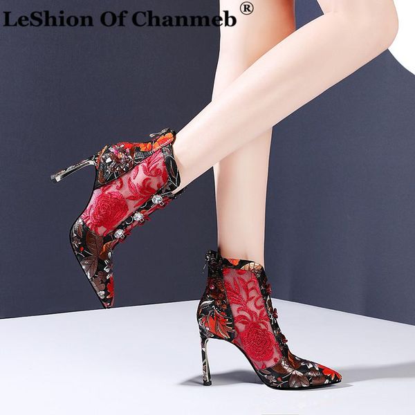 embroidery flowers women boots spring summer net shoes botas mujer women's high heels ladies party wedding shoes with diamond, Black
embroidery flowers women boots spring summer net shoes botas mujer women's high heels ladies party wedding shoes with diamond, Black