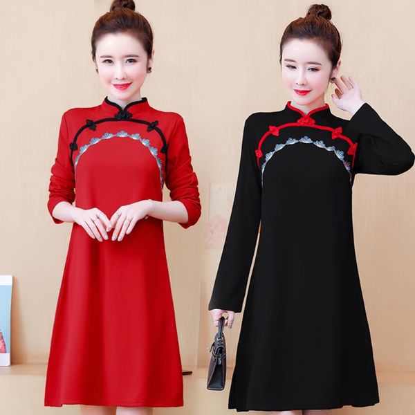 ethnic clothing 2021 fashion chinese cheongsam women dress black red color long sleeve vintage flower embroidery party qipao qi pao
ethnic clothing 2021 fashion chinese cheongsam women dress black red color long sleeve vintage flower embroidery party qipao qi pao