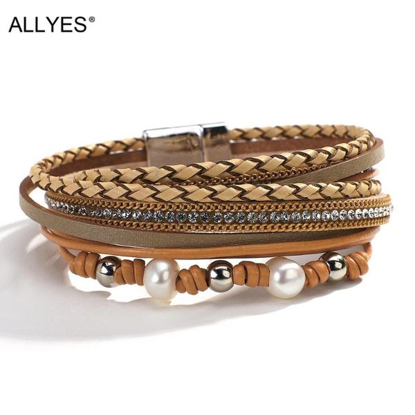 charm bracelets allyes boho pearl beads braided leather bracelet for woman fashion multilayer rhinestone wrap bangles jewelry, Golden;silver
charm bracelets allyes boho pearl beads braided leather bracelet for woman fashion multilayer rhinestone wrap bangles jewelry, Golden;silver