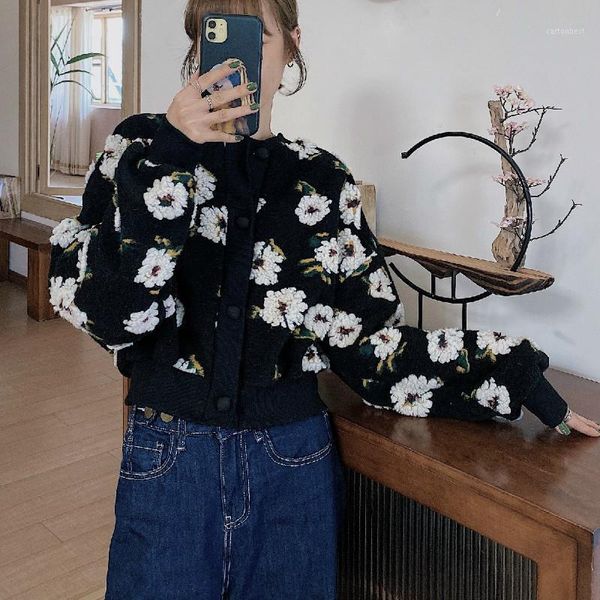 women's jackets yiciya floral jacket women 2021 vintage short loose outwear autumn winter clothes puff sleeve fashion warm korean coat, Black;brown
women's jackets yiciya floral jacket women 2021 vintage short loose outwear autumn winter clothes puff sleeve fashion warm korean coat, Black;brown