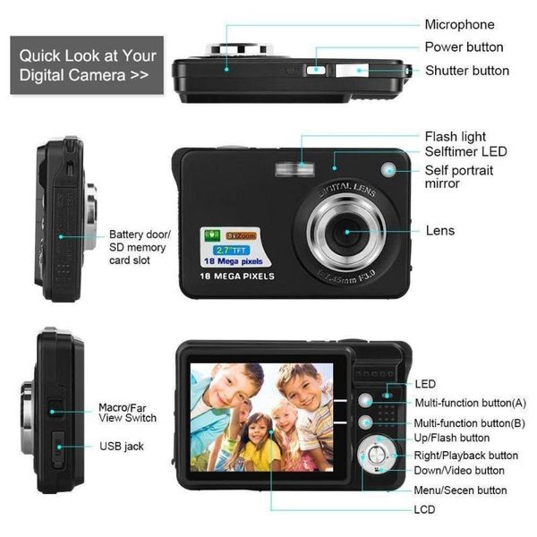 2.7 inch 18mp 720p super portable mini digital camera 8x zoom tft lcd screen camera anti-shake p
2.7 inch 18mp 720p super portable mini digital camera 8x zoom tft lcd screen camera anti-shake p