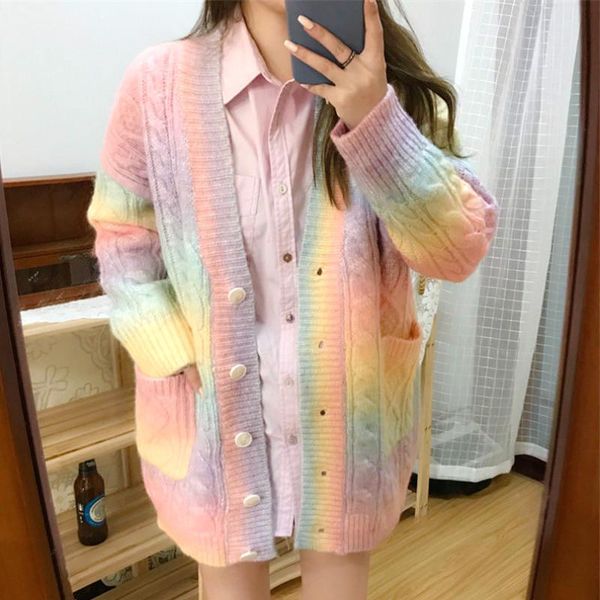 rainbow sweater women sweet autumn winter knitted cardigan sweater female casual warm button-down cardigan coat women 2020 new, White
rainbow sweater women sweet autumn winter knitted cardigan sweater female casual warm button-down cardigan coat women 2020 new, White