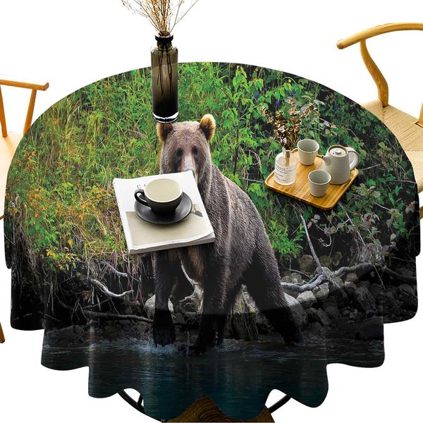 washable round table cover grizzly brown bear in lake alaska untouched forest jungle wildlife image
washable round table cover grizzly brown bear in lake alaska untouched forest jungle wildlife image