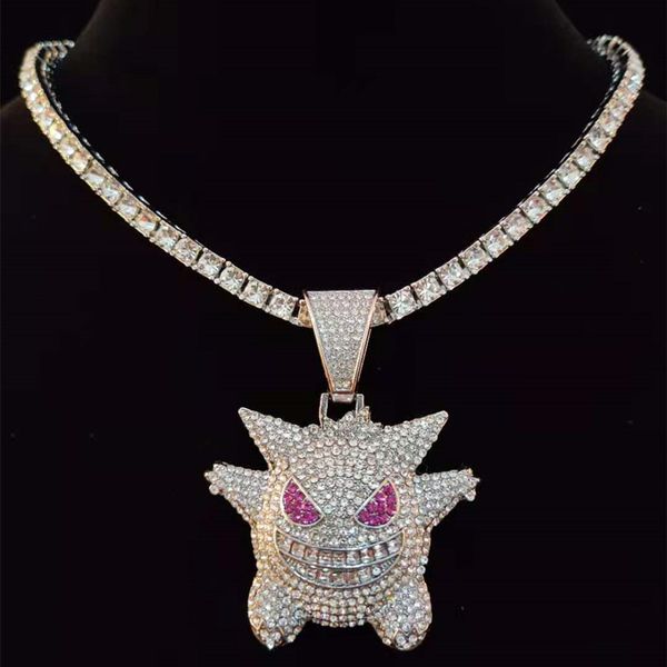 luxury men hip hop gengar pendant necklace with 5mm crystal tennis chain iced out bling hiphop necklaces male charm jewelry fashion design, Silver
luxury men hip hop gengar pendant necklace with 5mm crystal tennis chain iced out bling hiphop necklaces male charm jewelry fashion design, Silver