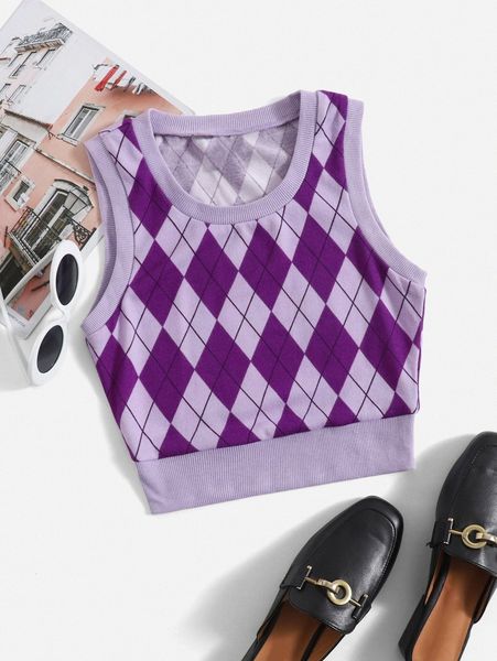 argyle pattern tank k2lo#, White