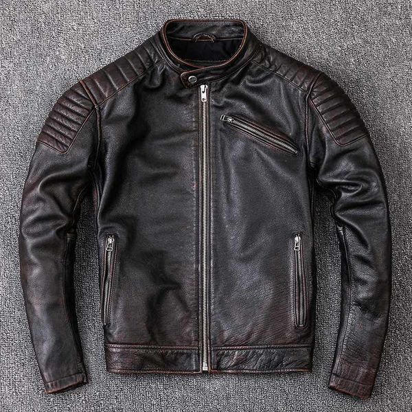 men's leather & faux retro short men's vintage genuine casual stand collar cowhide motorcycle jacket male bike coat1, Black
men's leather & faux retro short men's vintage genuine casual stand collar cowhide motorcycle jacket male bike coat1, Black