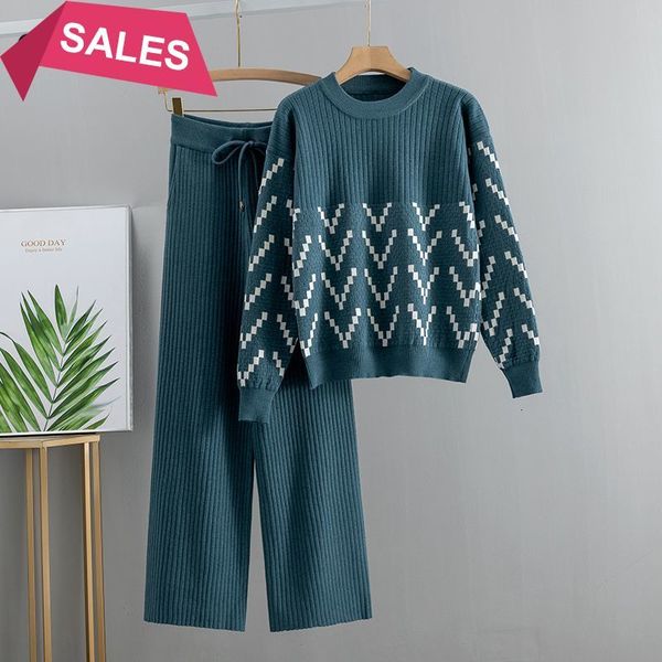 2021 new women sweater two piece knitted sets jacquard tracksuit chic pullover crewneck long sleeve wide leg pants e37e, White
2021 new women sweater two piece knitted sets jacquard tracksuit chic pullover crewneck long sleeve wide leg pants e37e, White