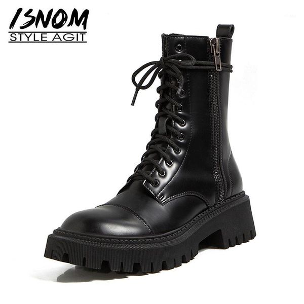 boots isnom 2021 genuine leather ankle woman side zipper chunky heels autumn booties platform skid proof shoes lace up1, Black
boots isnom 2021 genuine leather ankle woman side zipper chunky heels autumn booties platform skid proof shoes lace up1, Black