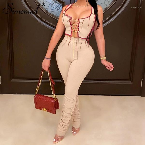 simenual ribbed lace up sleeveless co-ord sets tank and stacked pants fall 2020 women clothing club two piece outfits1, Gray
simenual ribbed lace up sleeveless co-ord sets tank and stacked pants fall 2020 women clothing club two piece outfits1, Gray