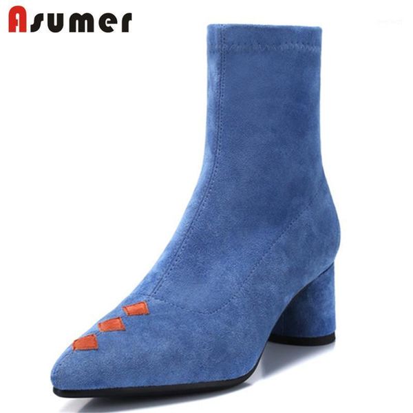 asumer 2020 stretch boots women pointed toe slip on square high heels autumn winter shoes women ankle boots1, Black
asumer 2020 stretch boots women pointed toe slip on square high heels autumn winter shoes women ankle boots1, Black