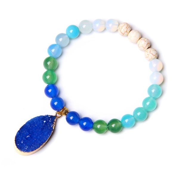 women bracelet blue green jades beads bracelet 8mm white jades beaded fashion druzy charm pendant jewelry gift, Black
women bracelet blue green jades beads bracelet 8mm white jades beaded fashion druzy charm pendant jewelry gift, Black