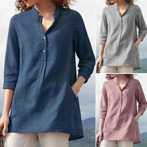 2020 spring new large size ladies blouse women's solid color seven-point sleeve collar cotton shirt1, White
2020 spring new large size ladies blouse women's solid color seven-point sleeve collar cotton shirt1, White