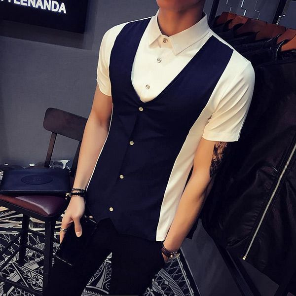 fake-2pc shirt men summer 2020 slim fit short sleeve mens casual social shirt business plus size work shirt male 5xl-s promotion, White;black
fake-2pc shirt men summer 2020 slim fit short sleeve mens casual social shirt business plus size work shirt male 5xl-s promotion, White;black