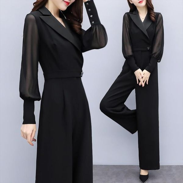 2020 women spring autumn puff sleeve black chiffon jumpsuits female elegant trendy wide leg overall lady plus size rompers z316, Black;white
2020 women spring autumn puff sleeve black chiffon jumpsuits female elegant trendy wide leg overall lady plus size rompers z316, Black;white