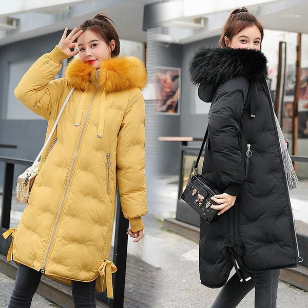 2019 winter women's korean cotton coat large fur collar long down cotton casual slim parkas1, Black
2019 winter women's korean cotton coat large fur collar long down cotton casual slim parkas1, Black