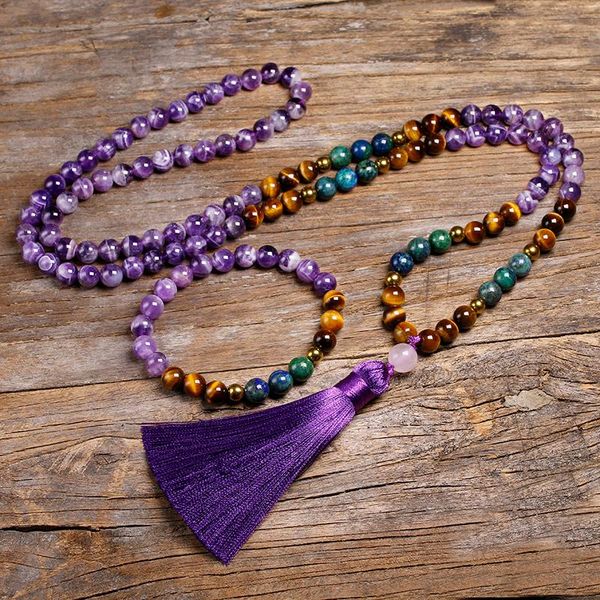 natural amethyst stone jewelry sets tigers eye, 108 beads necklace chrysocolla azurite with 6mm hematite bracelet women men, Silver
natural amethyst stone jewelry sets tigers eye, 108 beads necklace chrysocolla azurite with 6mm hematite bracelet women men, Silver