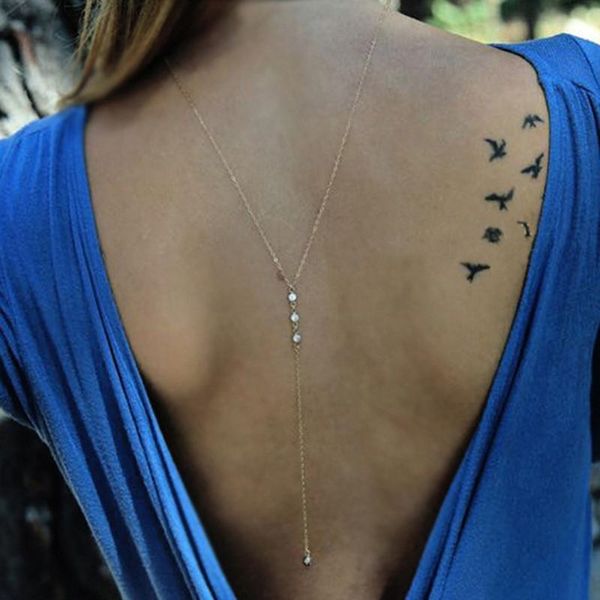new design romantic gold color crystal rhinestone back long necklace multilayer chain backless dress jewelry, Silver
new design romantic gold color crystal rhinestone back long necklace multilayer chain backless dress jewelry, Silver