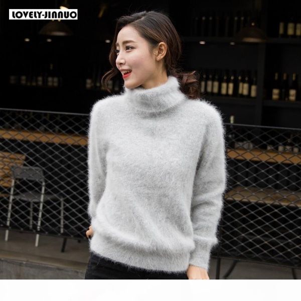 new europe women 100% real mink cashmere sweater female turtleneck sweater loose thickened base jn245 y190823, White;black
new europe women 100% real mink cashmere sweater female turtleneck sweater loose thickened base jn245 y190823, White;black