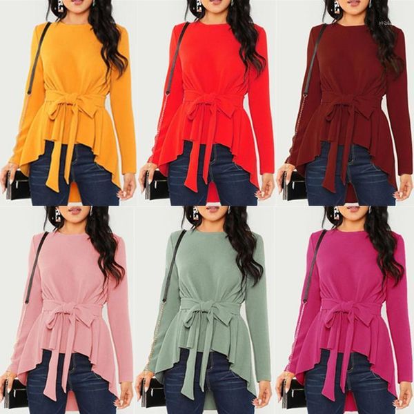 women autumn spring blouses and shirts o-neck long sleeve bandage ladies irregular blusas shirt1, White
women autumn spring blouses and shirts o-neck long sleeve bandage ladies irregular blusas shirt1, White