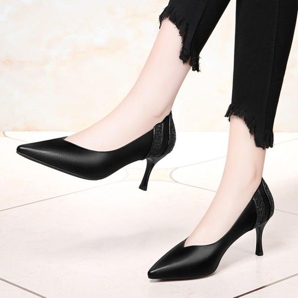 dress shoes pointed toe leather women pumps fashion office high heels thin heel 's wedding y22-18, Black
dress shoes pointed toe leather women pumps fashion office high heels thin heel 's wedding y22-18, Black
