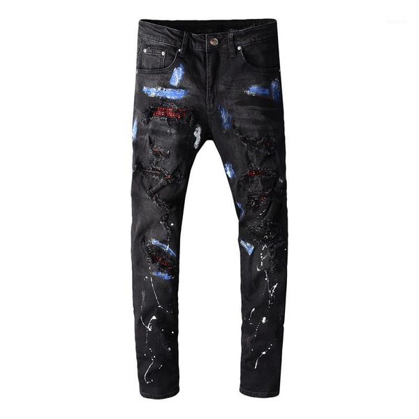 moruancle men fashion hi street destroyed jeans pants with holes designer painted ripped denim trousers streetwear size 28-401, Blue
moruancle men fashion hi street destroyed jeans pants with holes designer painted ripped denim trousers streetwear size 28-401, Blue
