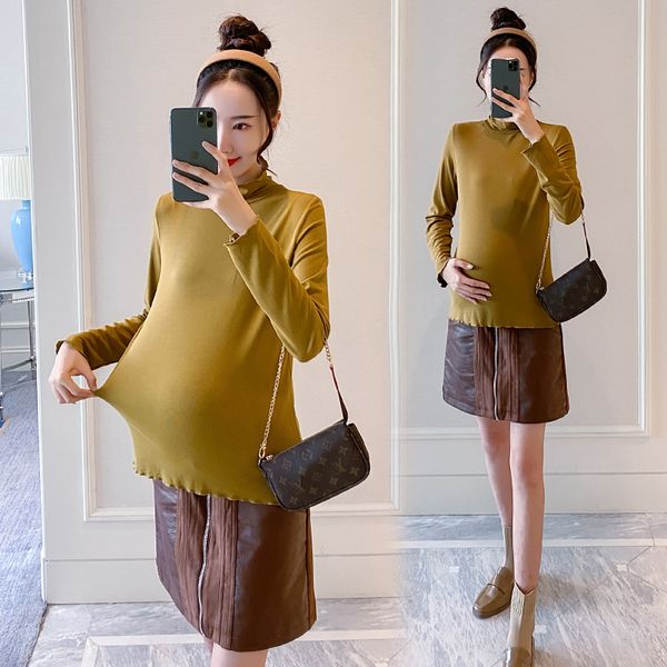 pregnant women's modal base coat spring tide mother fashion pile collar elastic versatile net red knitwear autumn and winter, White
pregnant women's modal base coat spring tide mother fashion pile collar elastic versatile net red knitwear autumn and winter, White