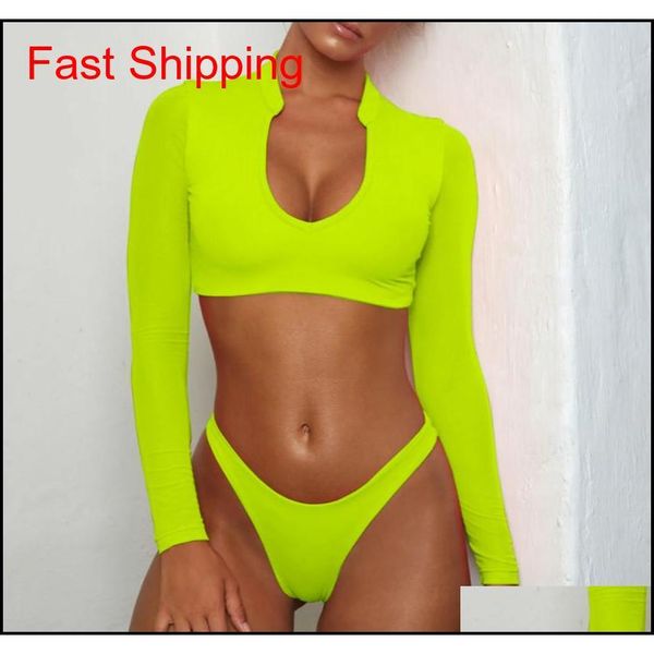 7 color mesh long sleeve neon bikini set two piece swimsuits for women pad swimwear female 2019 high waist rash guard beachwear jtjre
7 color mesh long sleeve neon bikini set two piece swimsuits for women pad swimwear female 2019 high waist rash guard beachwear jtjre
