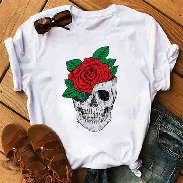 women t shirts fashion skull flower tshirts casual short sleeve lady t-shirts t shirt vogue female t-shirts tees, White
women t shirts fashion skull flower tshirts casual short sleeve lady t-shirts t shirt vogue female t-shirts tees, White